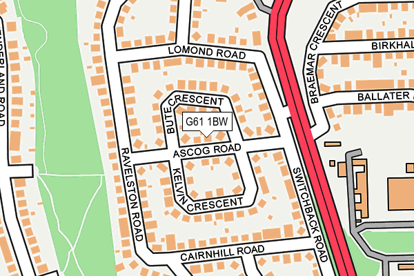 G61 1BW map - OS OpenMap – Local (Ordnance Survey)