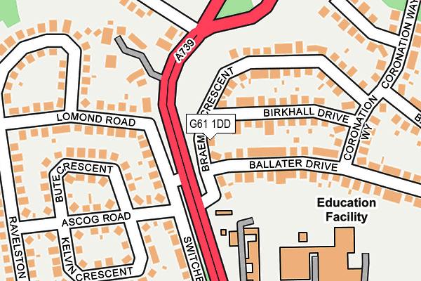 G61 1DD map - OS OpenMap – Local (Ordnance Survey)