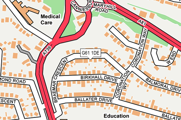 G61 1DE map - OS OpenMap – Local (Ordnance Survey)