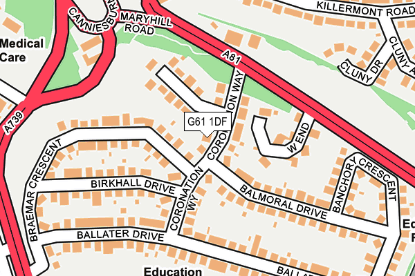 G61 1DF map - OS OpenMap – Local (Ordnance Survey)