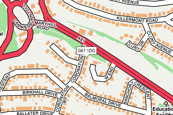 G61 1DG map - OS OpenMap – Local (Ordnance Survey)