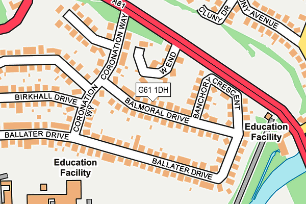 G61 1DH map - OS OpenMap – Local (Ordnance Survey)