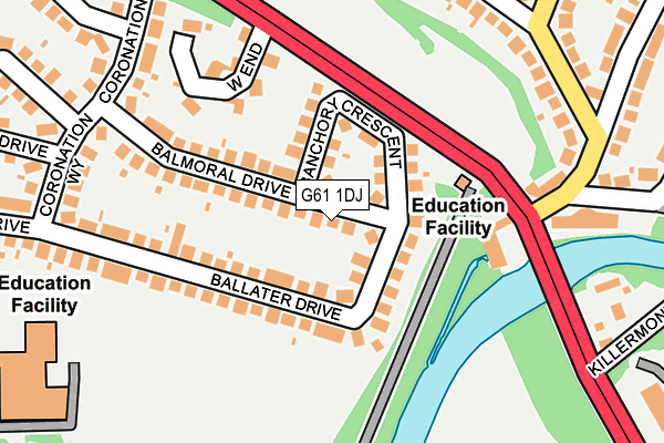 G61 1DJ map - OS OpenMap – Local (Ordnance Survey)