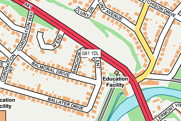 G61 1DL map - OS OpenMap – Local (Ordnance Survey)