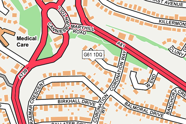 G61 1DQ map - OS OpenMap – Local (Ordnance Survey)