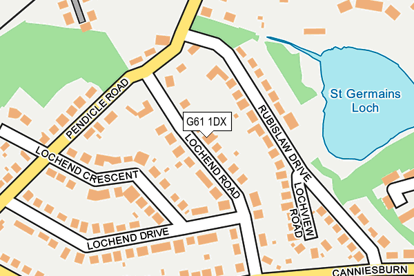 G61 1DX map - OS OpenMap – Local (Ordnance Survey)