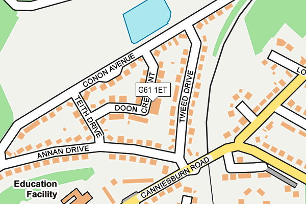 G61 1ET map - OS OpenMap – Local (Ordnance Survey)