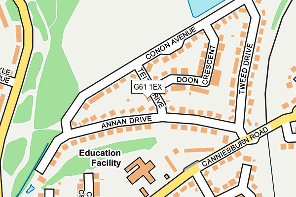 G61 1EX map - OS OpenMap – Local (Ordnance Survey)