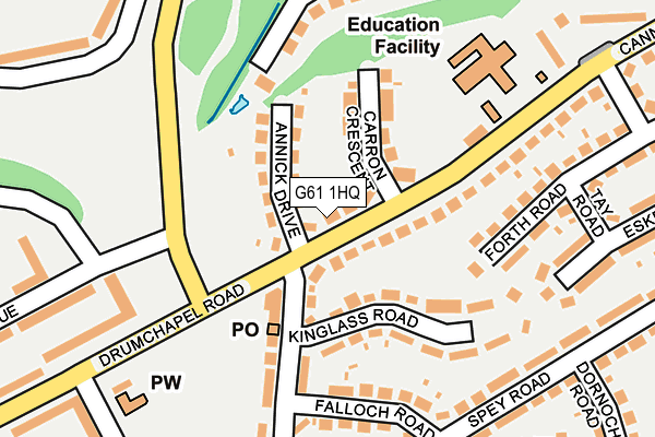 G61 1HQ map - OS OpenMap – Local (Ordnance Survey)