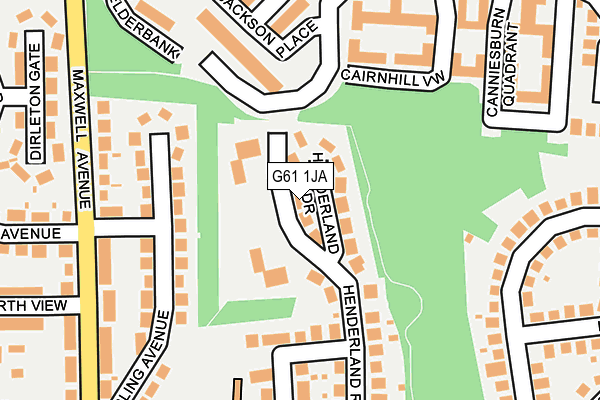 G61 1JA map - OS OpenMap – Local (Ordnance Survey)