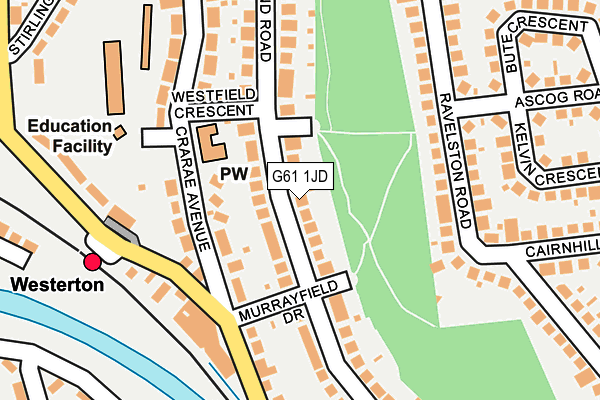 G61 1JD map - OS OpenMap – Local (Ordnance Survey)