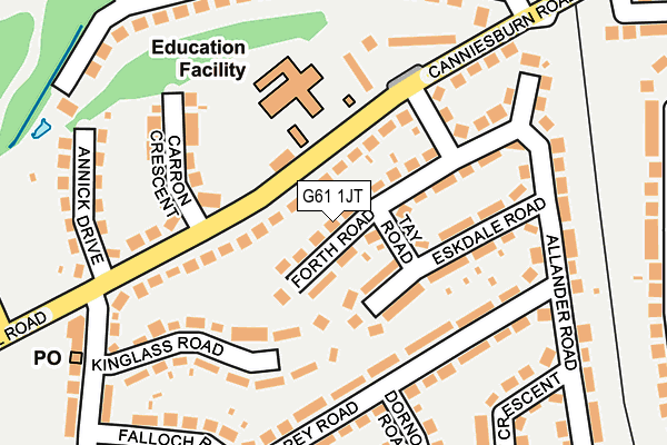 G61 1JT map - OS OpenMap – Local (Ordnance Survey)