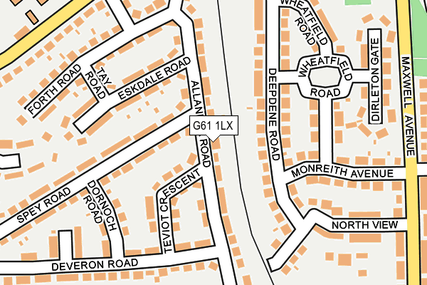 G61 1LX map - OS OpenMap – Local (Ordnance Survey)