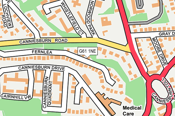 G61 1NE map - OS OpenMap – Local (Ordnance Survey)