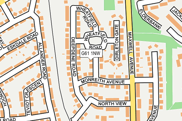 G61 1NW map - OS OpenMap – Local (Ordnance Survey)