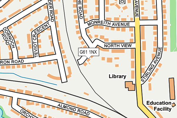 G61 1NX map - OS OpenMap – Local (Ordnance Survey)