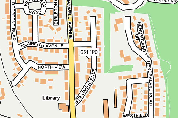 G61 1PD map - OS OpenMap – Local (Ordnance Survey)