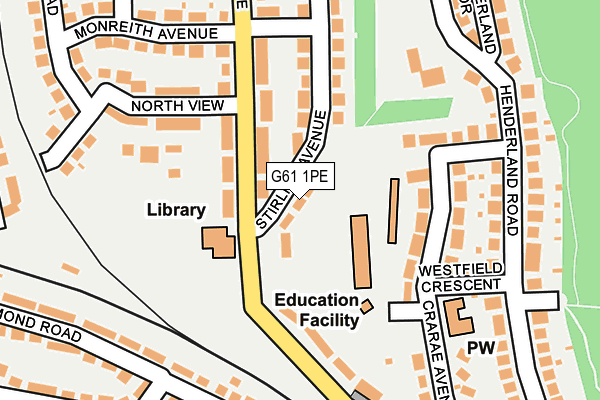 G61 1PE map - OS OpenMap – Local (Ordnance Survey)