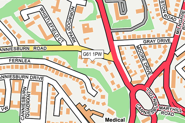 G61 1PW map - OS OpenMap – Local (Ordnance Survey)