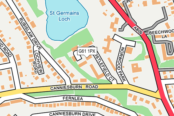 G61 1PX map - OS OpenMap – Local (Ordnance Survey)