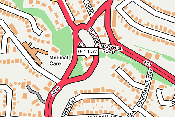 G61 1QW map - OS OpenMap – Local (Ordnance Survey)