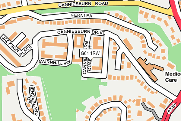 G61 1RW map - OS OpenMap – Local (Ordnance Survey)