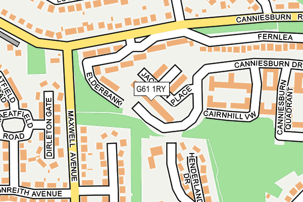 G61 1RY map - OS OpenMap – Local (Ordnance Survey)