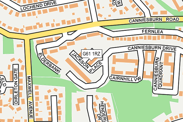 G61 1RZ map - OS OpenMap – Local (Ordnance Survey)