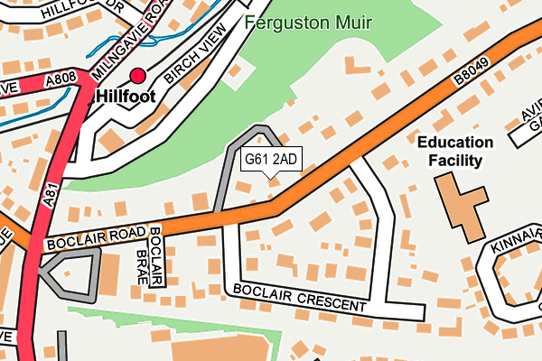 G61 2AD map - OS OpenMap – Local (Ordnance Survey)