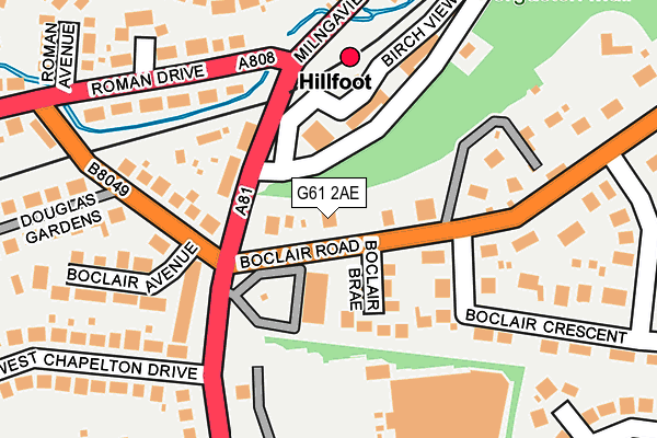 G61 2AE map - OS OpenMap – Local (Ordnance Survey)