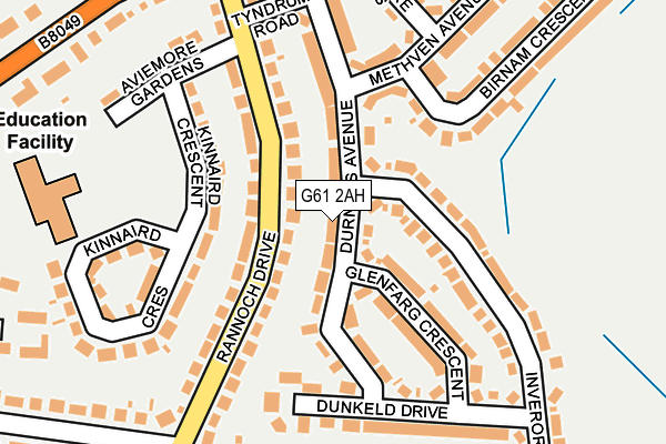 G61 2AH map - OS OpenMap – Local (Ordnance Survey)