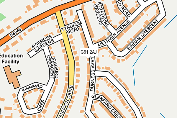 G61 2AJ map - OS OpenMap – Local (Ordnance Survey)
