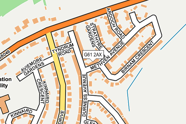 G61 2AX map - OS OpenMap – Local (Ordnance Survey)