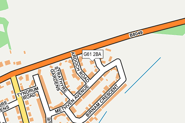 G61 2BA map - OS OpenMap – Local (Ordnance Survey)