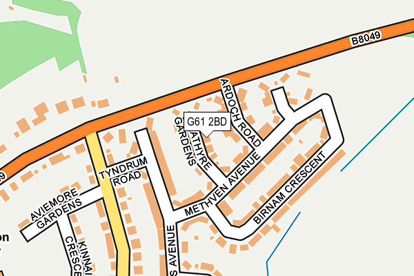 G61 2BD map - OS OpenMap – Local (Ordnance Survey)