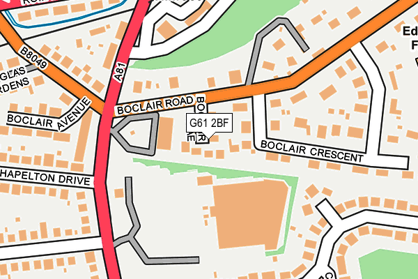 G61 2BF map - OS OpenMap – Local (Ordnance Survey)