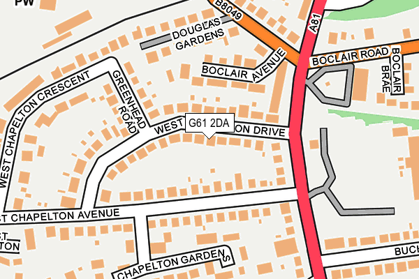 G61 2DA map - OS OpenMap – Local (Ordnance Survey)