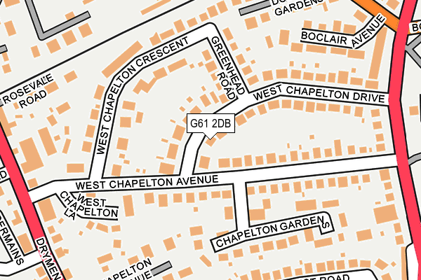 G61 2DB map - OS OpenMap – Local (Ordnance Survey)