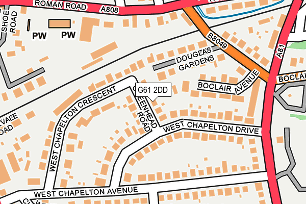 G61 2DD map - OS OpenMap – Local (Ordnance Survey)