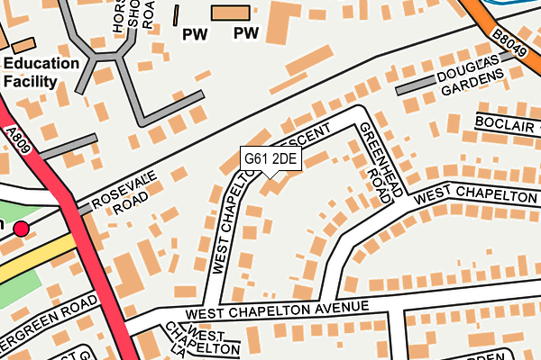 G61 2DE map - OS OpenMap – Local (Ordnance Survey)