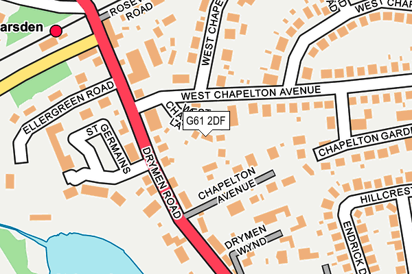 G61 2DF map - OS OpenMap – Local (Ordnance Survey)