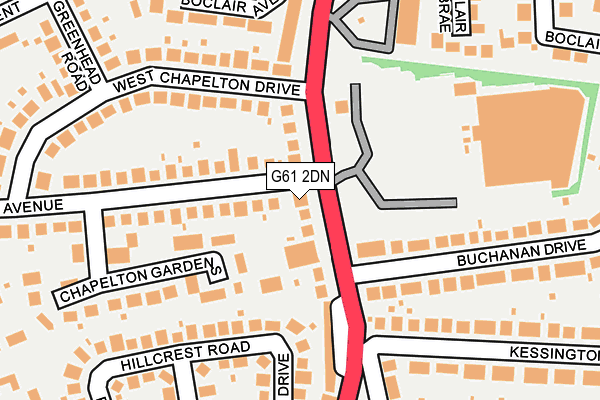 G61 2DN map - OS OpenMap – Local (Ordnance Survey)