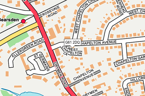 G61 2DQ map - OS OpenMap – Local (Ordnance Survey)