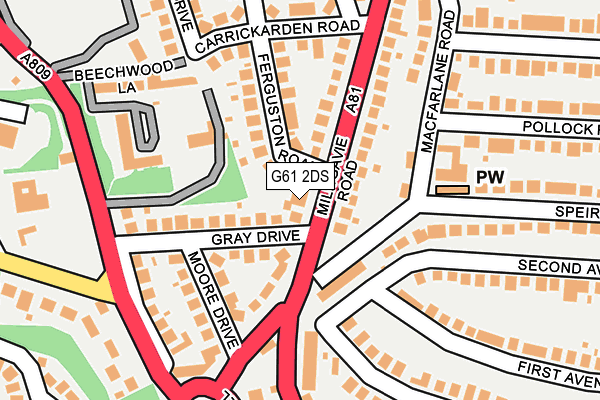 G61 2DS map - OS OpenMap – Local (Ordnance Survey)