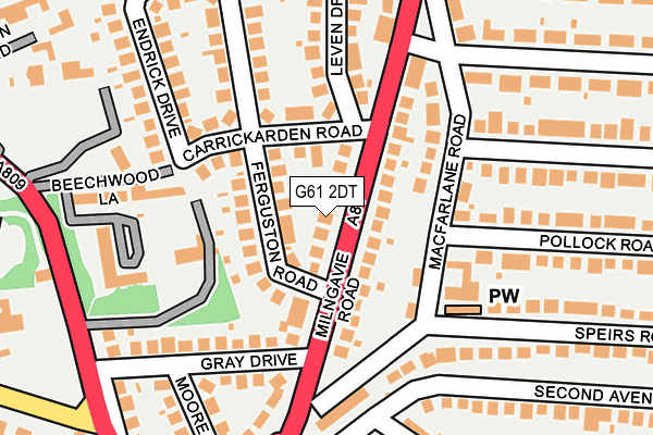 G61 2DT map - OS OpenMap – Local (Ordnance Survey)