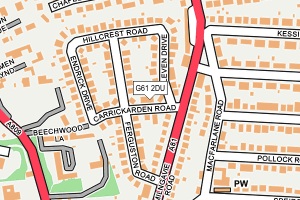 G61 2DU map - OS OpenMap – Local (Ordnance Survey)