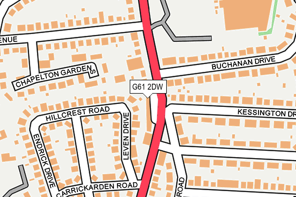 G61 2DW map - OS OpenMap – Local (Ordnance Survey)