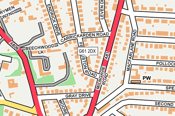 G61 2DX map - OS OpenMap – Local (Ordnance Survey)