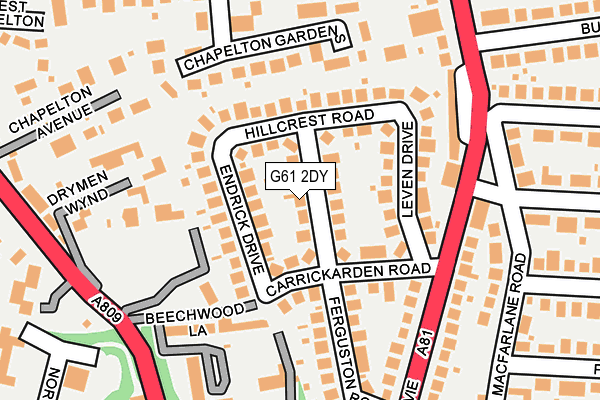 G61 2DY map - OS OpenMap – Local (Ordnance Survey)