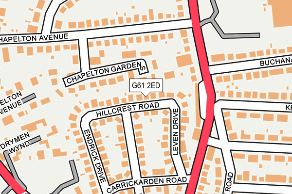 G61 2ED map - OS OpenMap – Local (Ordnance Survey)
